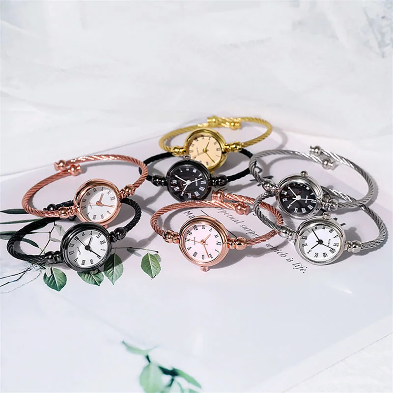 Women Watches Luxury Gold Bangle Bracelet Watches Stainless Steel Retro Ladies Quartz Wristwatches Fashion Casual Women Dress Colck Watch
