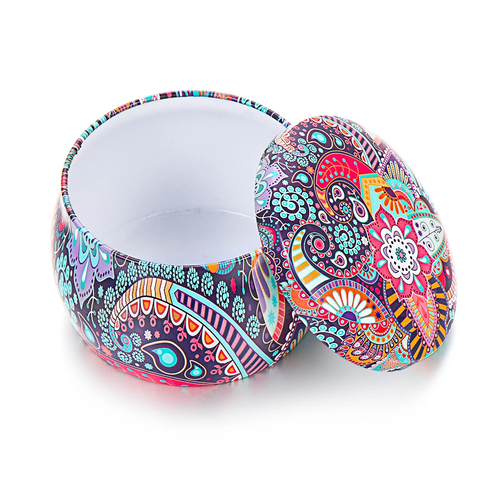 European Vintage Flower Printed Mini Metal Tin Jars Wax Making Candle Container Small Jewelry Candy Storage Pots storage box storage jar storage sets household storage sets