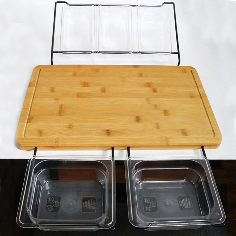 Многофункциональная бамбуковая разделочная доска креативная 2 в 1 разделочная доска с 5 едой корзина для хранения в багажнике для приема овощей