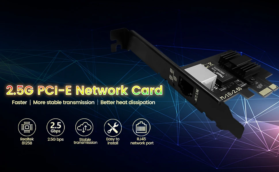 2.5G/1G/100Mbps Mạng Pci-E X1/X4/X8/X16 Card Ethernet với Một RJ-45 Cổng Phù Hợp Cho Máy Tính