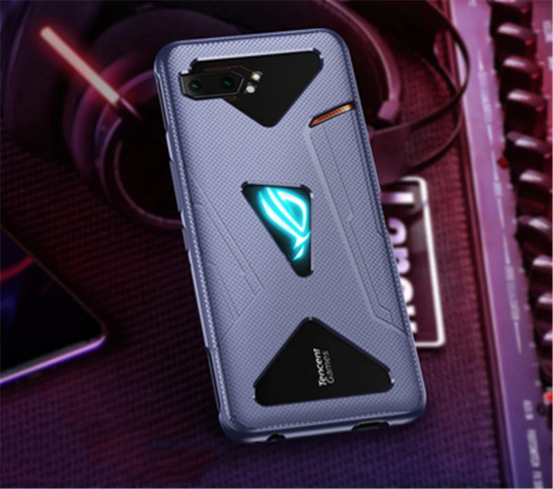 2 в 1 закаленное стекло для Asus ROG Phone II ZS660KL чехол ультра тонкий противоударный чехол для телефона Asus ROG Phone 2 Phone2 чехол - Цвет: Navy