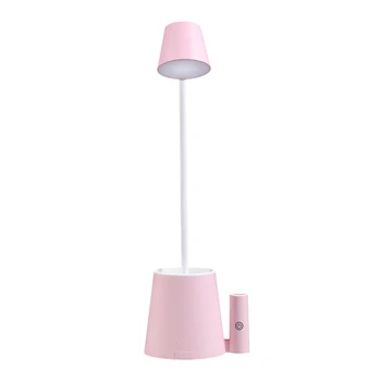 

Reading Lamp with USB Rechargeable LED PressTable Lamp with Mobile Phone Holder Pen Holder Fan pink