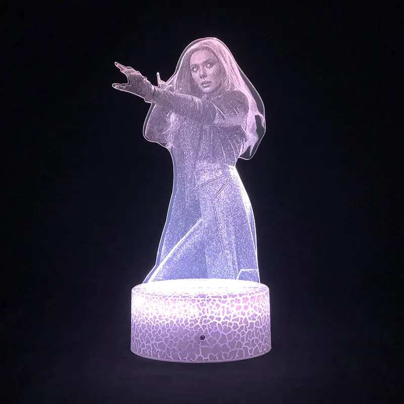 Marvel Hero Scarlet LED Nightlight Realistic Image Colol 3d Led Table Night Light for Bedroom Decor Witch Wanda Django Xmas Gift