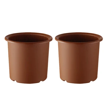 

2Pcs 19 X 19 X 17cm Mesh Pot Ventilation Flower Pot Root Controlling Container Planter (Without Tray) - Coffee L