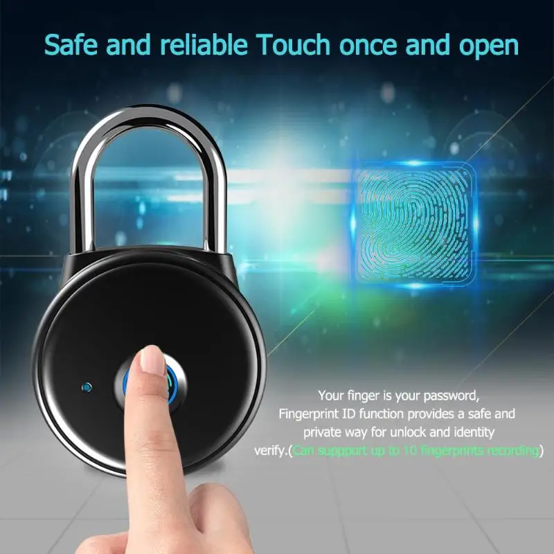 Электронный Bluetooth замок с блокировкой по отпечатку пальца и USB зарядкой|Замки| |