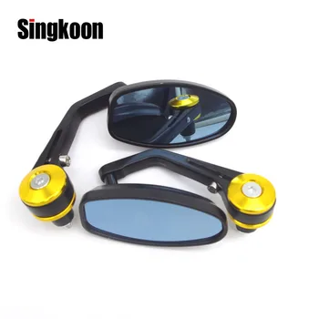 

Universal Motorcycle Bar End Black Rearview Mirror Round Oval Side Mirrors FOR kawasaki zr7 suzuki bandit 600 pulsar 200 ns fz6n