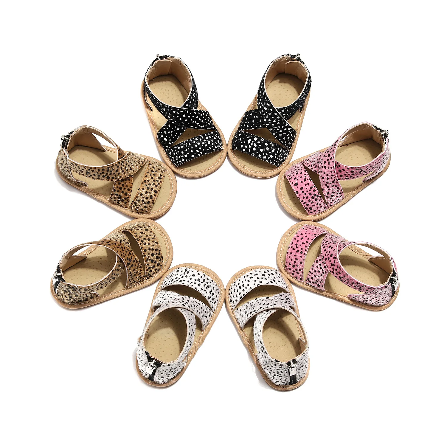FOCUSNORM Baby Girls Leopard Print Sandals Shoes Anti-Slip Rubber Sole Toddler Outdoor First Walker Shoes