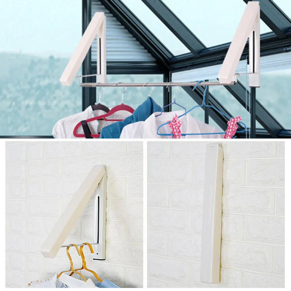 Stainless Steel Laundry Drying Rack Wall-Mount Retractable Folding Invisible Clothes Hanger,Material ABS 1//2 x Laundry Drying Rack