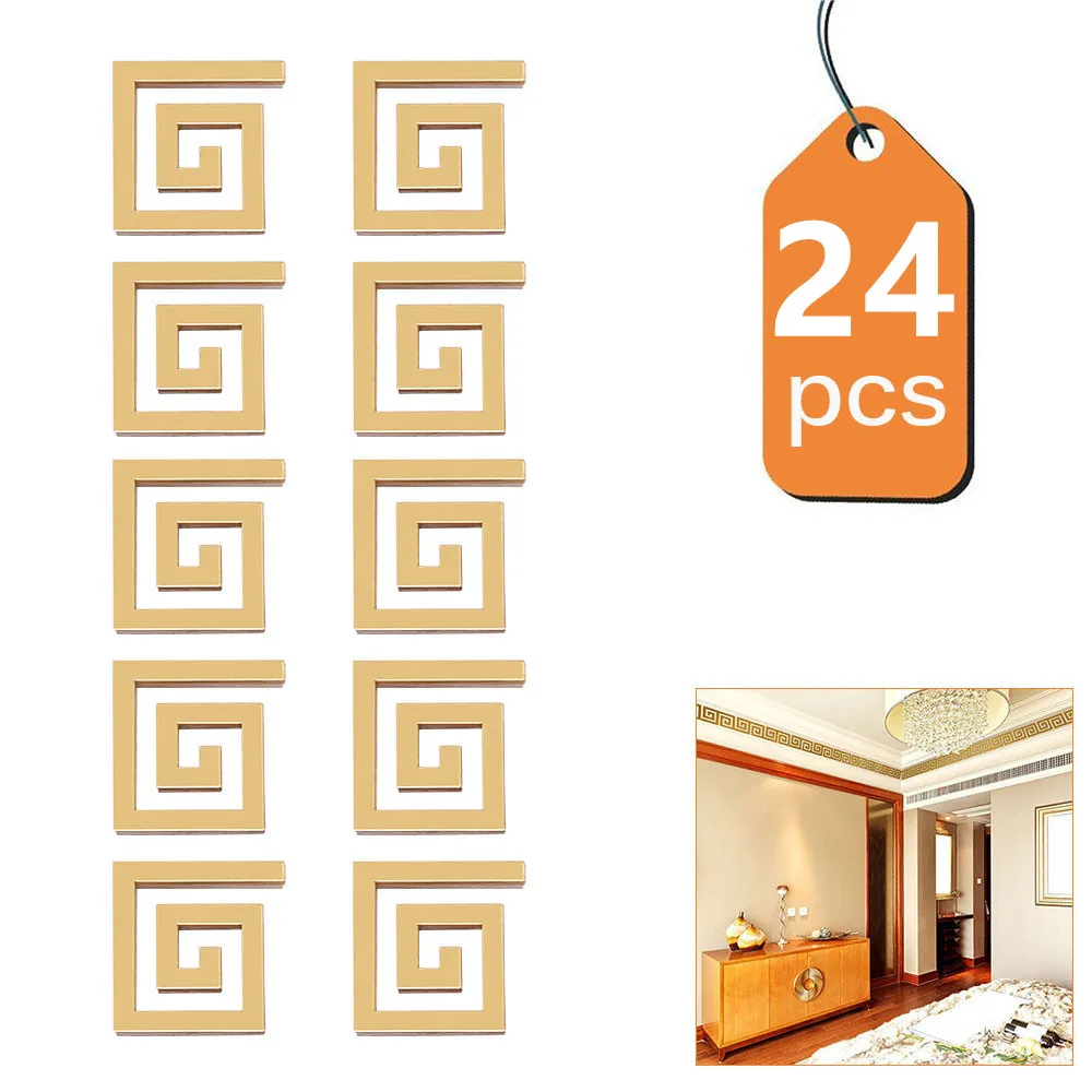 5 Pcs Wall Geometric Greek Mirror Stickers Removable Acrylic