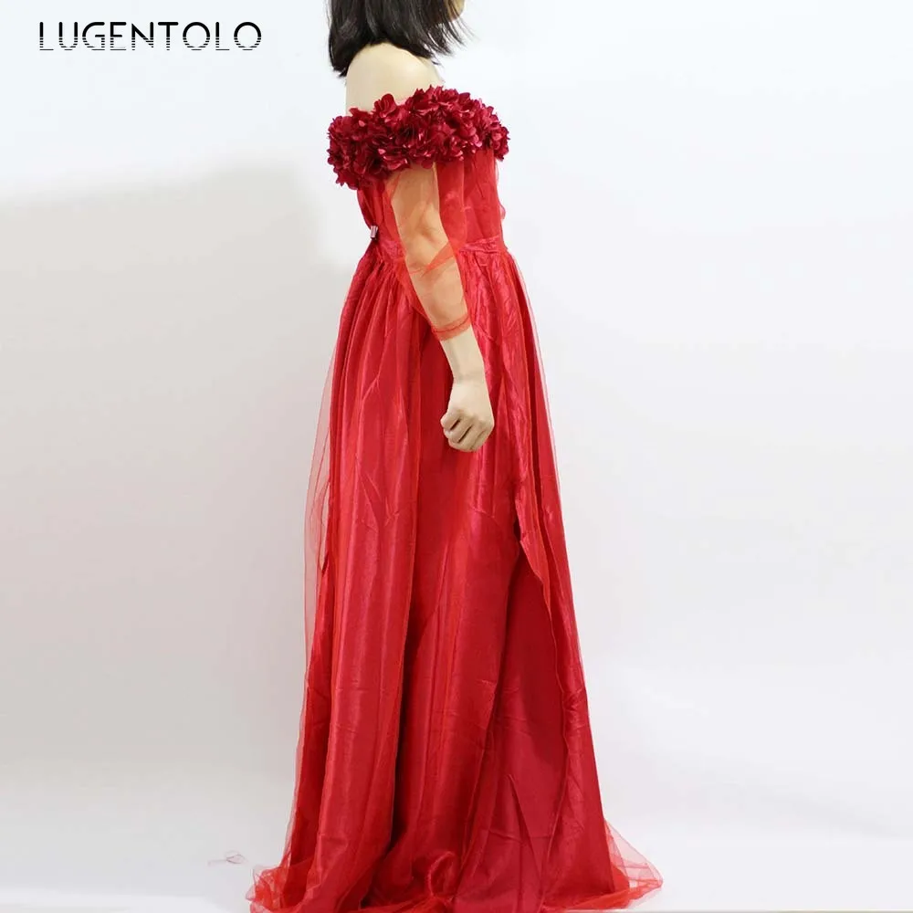 Lugentolo, женское платье, плюс размер, 5XL, кружевное, сексуальное, однотонное, летнее, свободное, Сетчатое, вечернее, для ужина, большое, свободное, вечерние, для девушек, элегантное платье