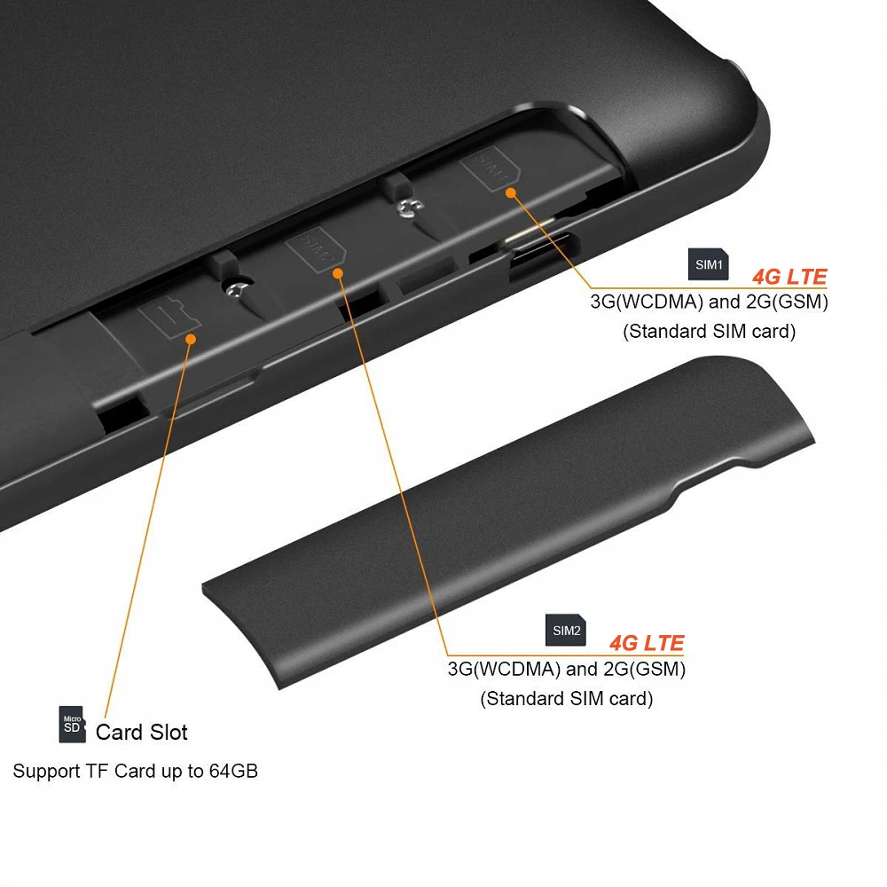 Черный, 6 ГБ ОЗУ, 128 Гб ПЗУ, игровой планшет, четыре ядра, 10 дюймов, 8 Мп, 1280x800, полноэкранный, двойной, 2.5D стекло, wifi, 4G, FDD, LTE, планшет для телефона
