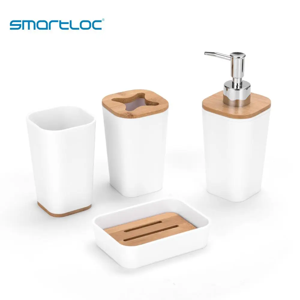 Smartloc 6 шт. пластик аксессуары для ванной комнаты Набор держатель для зубной пасты и для зубной щетки Диспенсер Чехол мыльница туалет душ хранения - Цвет: Цвет: желтый