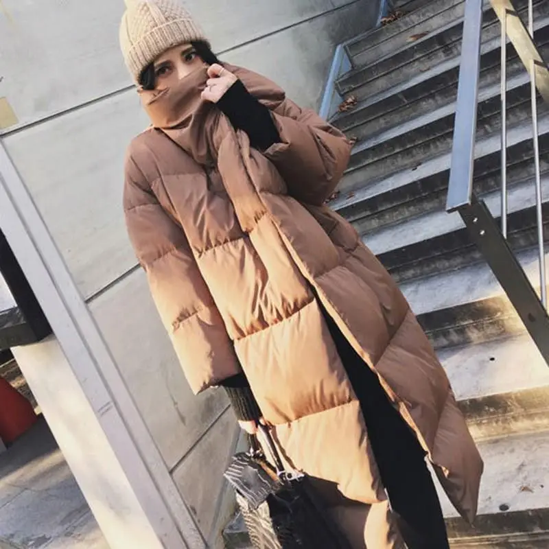 Caramel Cotton Padded Warm Parkas Women Winter Korean Thickening Long Fund Bread Down Cotton Loose Coat Jacket