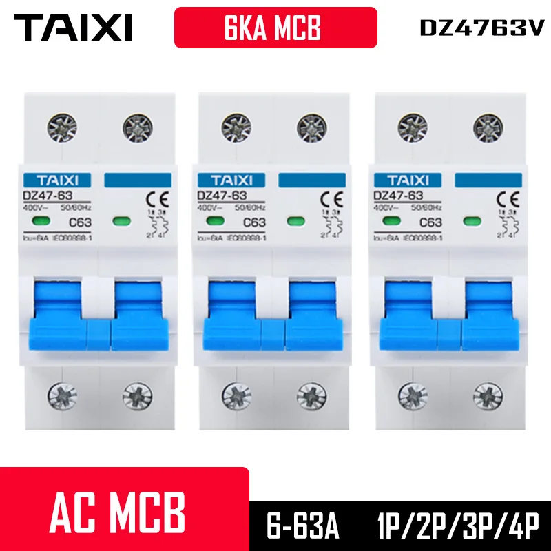 Выключатель переменного тока 2P MCB 6A 16A 20A 25A 32A защита 230 В 400 напряжение короткого