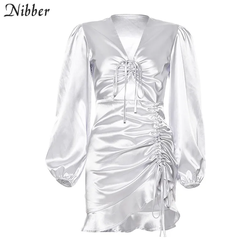 Nibber, Осеннее сексуальное шифоновое платье с оборками, женское,, стрейчевое, тонкое, мягкое, элегантное, уличное, повседневное, черное, плиссированное платье, mujer - Цвет: Фиолетовый