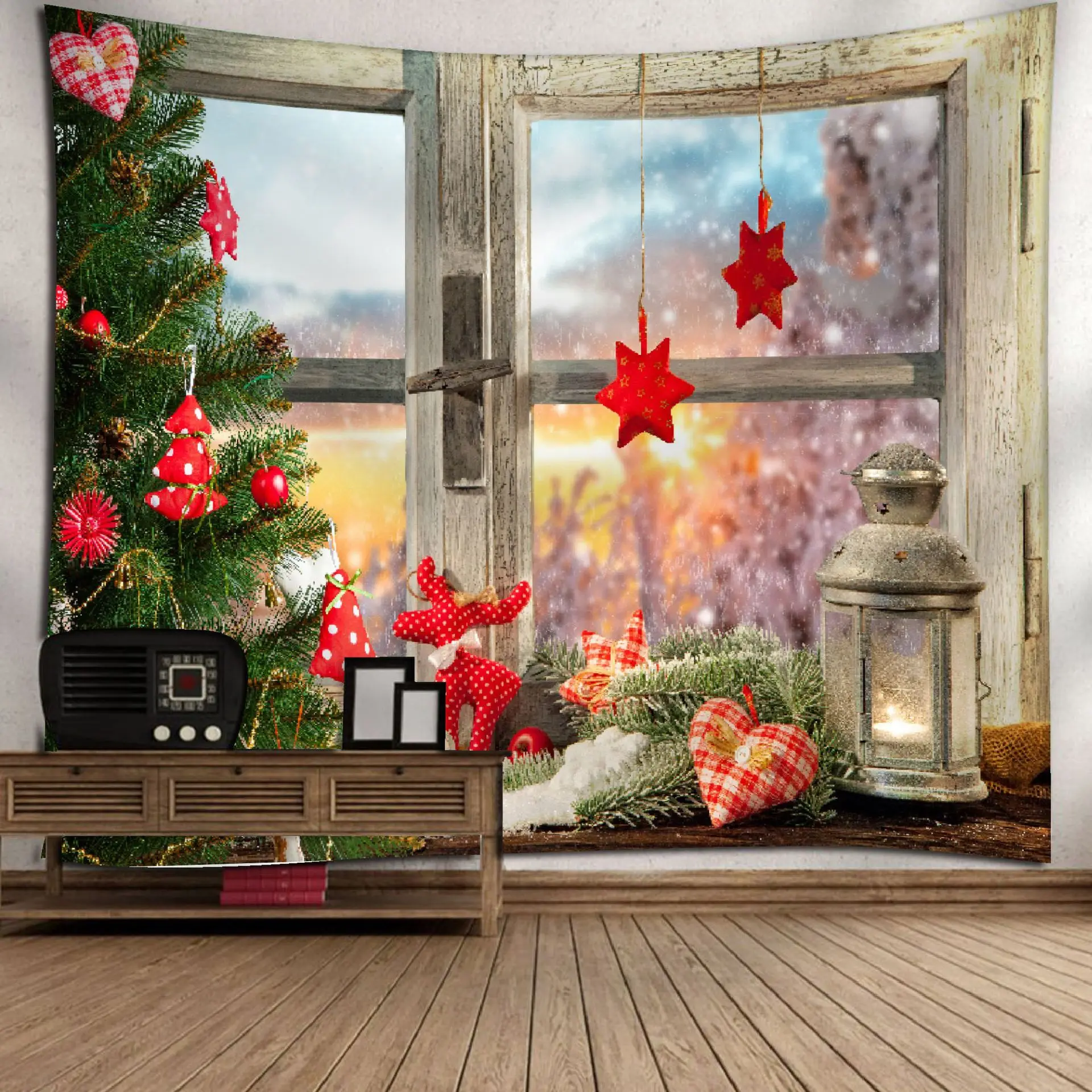 Рождество стиль подвесная ткань дома гобелены адаптируемые под требования заказчика