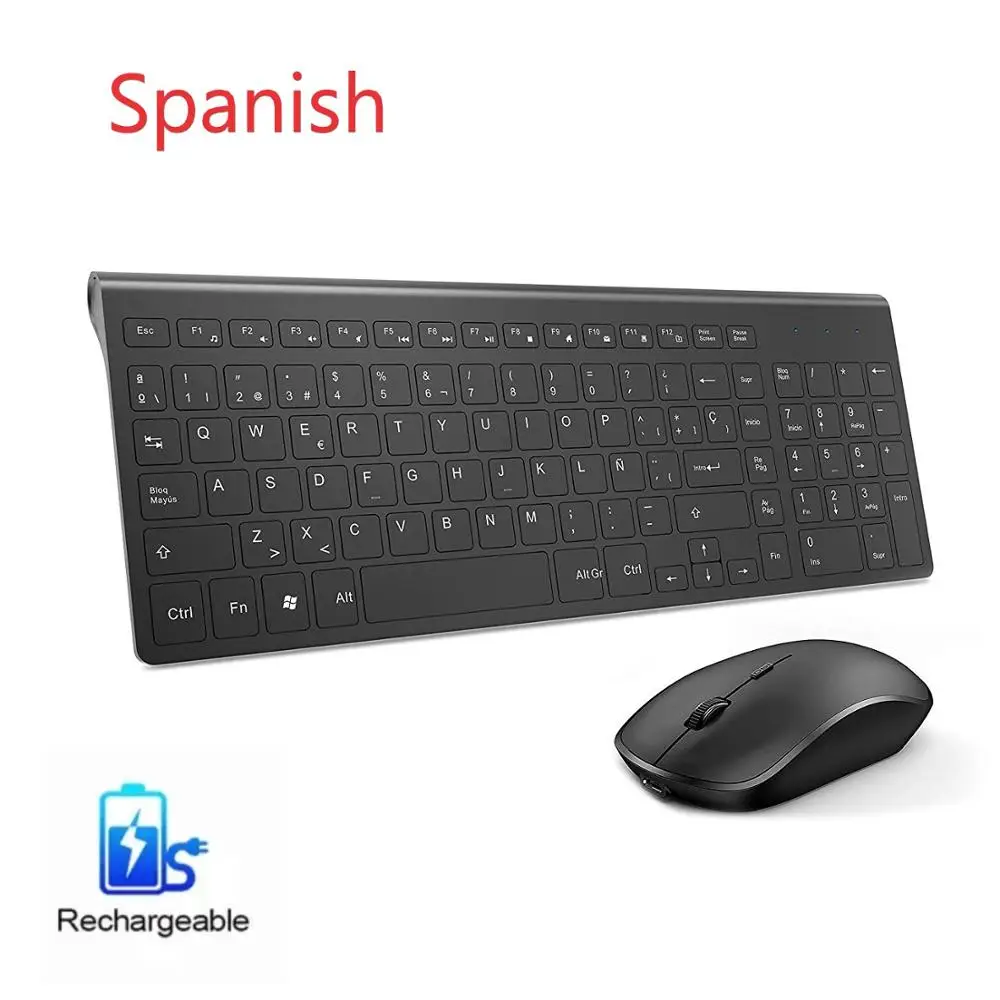 

Spanish Wireless keyboard and mouse set Ergonomic design For PC Laptop games Spanish keyboard