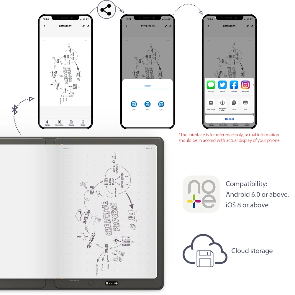 XP-Pen Note Plus умный многоразовый блокнот стираемый ноутбук облачный флэш-накопитель для школы офисные принадлежности подключение приложения
