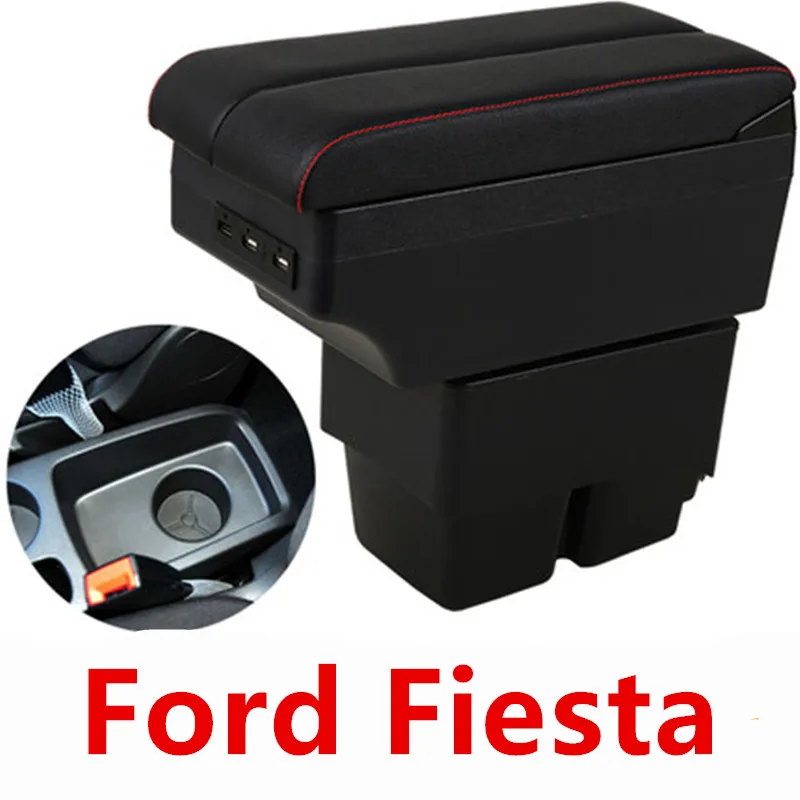 Для Ford Fiesta подлокотник коробка центральный магазин содержание коробка для хранения с USB интерфейсом