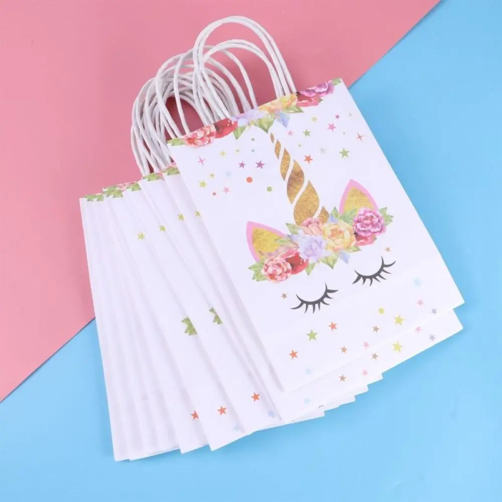 Bolsa de papel de unicornio para decoración de fiestas de cumpleaños,  bolsita de caramelos para regalos de boda, color amarillo, 10  unidades|Envoltorios y bolsas de regalo| - AliExpress