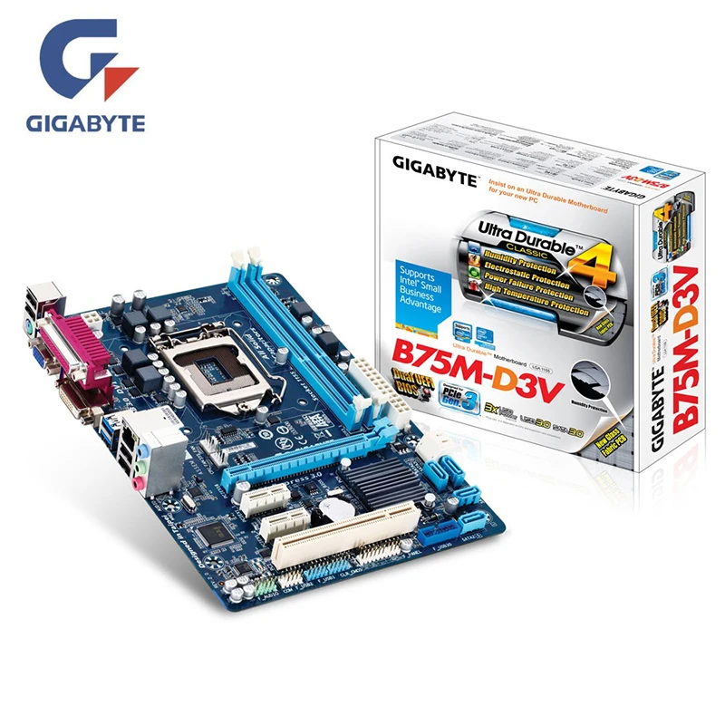 Материнская плата Gigabyte B75 desktopl+ процессор i5 3470+ 8 Гб ОЗУ+ вентилятор Intel B75 LGA 1155 DDR3 USB2.0 USB3.0 SATA3 22 нм материнская плата