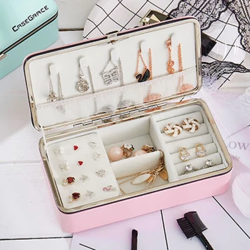 

Jewelry Box Mirrored Jewelry Casket Makeup Organizer Earring Holder Makeup Storage Earings Fashion Jewelry Packaging Box