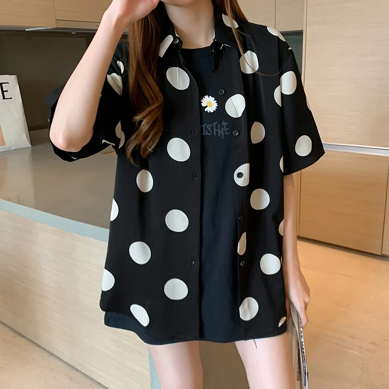 2020 Summer Plus Size White Blouse Shirt Fashion Womens Tops Korean Blouses Female Shirt Polka Dot Office  Work OL Women Blusas