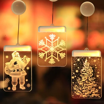 

Creative Led Light Christmas Hanging Pendant Santa Claus Snowflake Acrylic Board Ornament Xmas Party New Year Decoration 2019