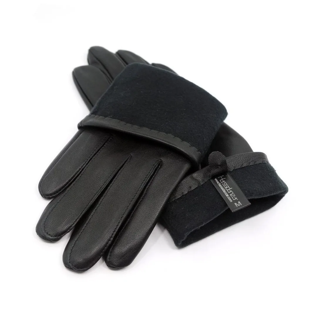 Black(fleece-lined) Harssidanzar женские роскошные итальянские кожаные перчатки из овчины винтажные обработанные кашемировые с подкладкой - Цвет: Black(fleece-lined)