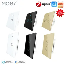 ZigBee Wand Touch Smart Licht Schalter Mit Neutral/Keine Neutralen, keine Kondensator Smart Leben/Tuya Arbeitet mit Alexa,Google Hub Erforderlich