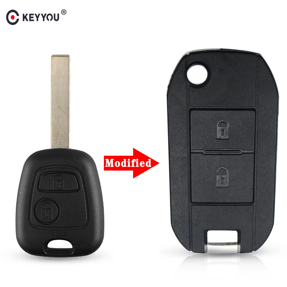 KEYYOU модифицированный Флип складной автомобильный брелок для Citroen C1 C2 C3 для peugeot 206 306 307 пульт дистанционного управления 2 чехол для ключей с кнопками HU83 Blade