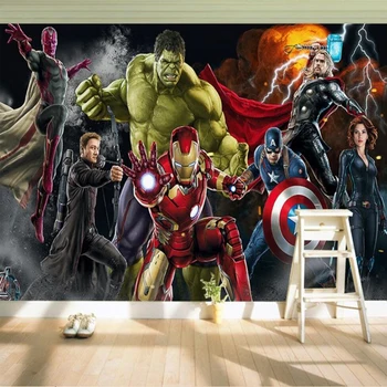 

Milofi custom 3D wallpaper mural Avengers 3D Hulk Iron Man Captain America living room bedroom background wall decoration painti
