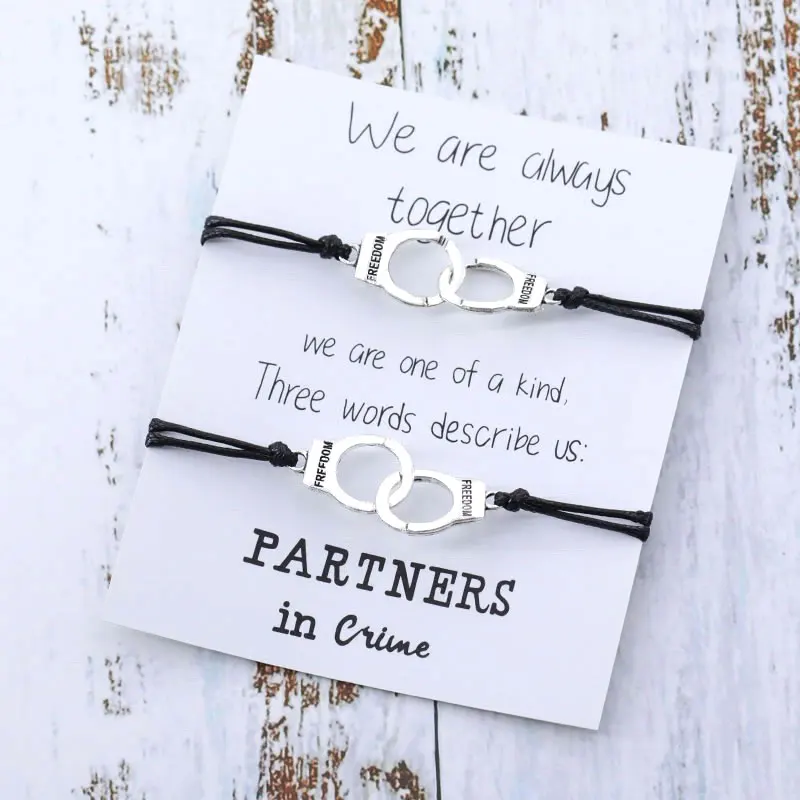

Partners In Crime Handcuff Bracelet Set BBF Bracelet for Women Men Friendship Best Friend Couple Bracelets Matching Bracelets
