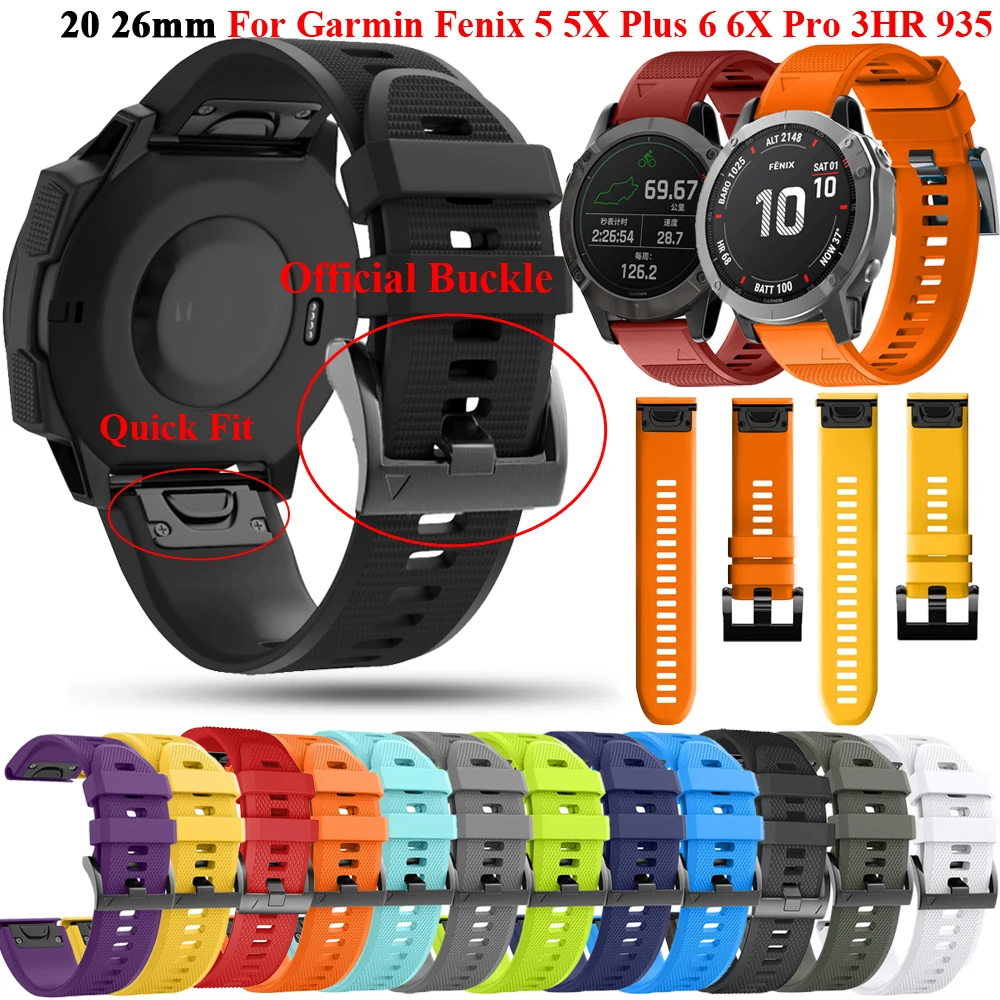 

26 22mm Silicone Watchbands Wrist Smart Watch Straps For Garmin Fenix 7 7X 6X 6 Pro 5X 5 3HR 935 Quick Release Easy Fit Bracelet