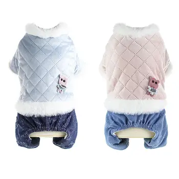 

Pet Autumn And Winter Dog Clothes Plaid 4-legged Fashion Costume Thickening Winter Jumpsuit For Dogs To Keep Warm Puppy Clothes