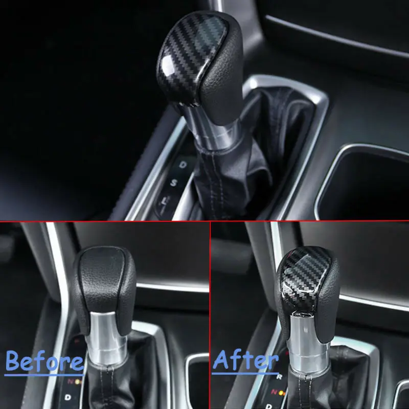 Для Honda Accord- углеродное волокно Черная внутренняя ручка переключения передач Отделка Декор