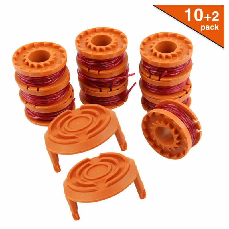 12 Pcs Corda Erba Stringa Trimmer Bobina Set Linea Filo Parti Copertura Tappo Worx Landroid Bobina Ruota All'Aperto Per Worx Wa0010