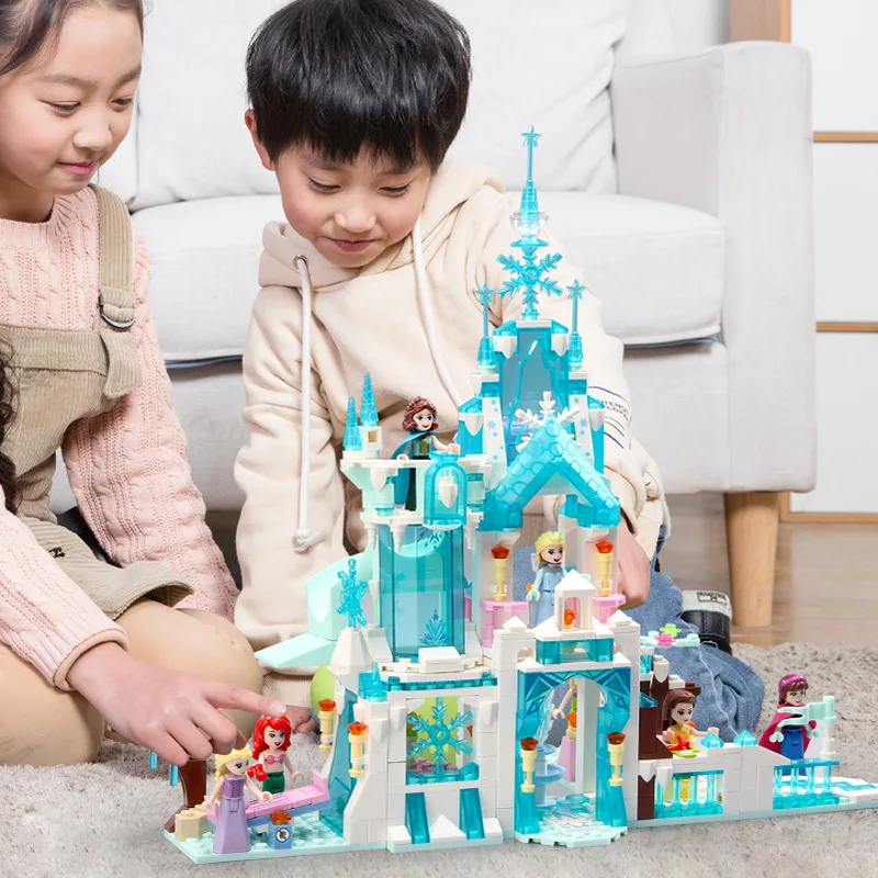 

Toys For Children Princess Ice Snow Castle Model Kit Girl Diy Assembled Educational Building Blocks Brick Kids Birthday Gift O08