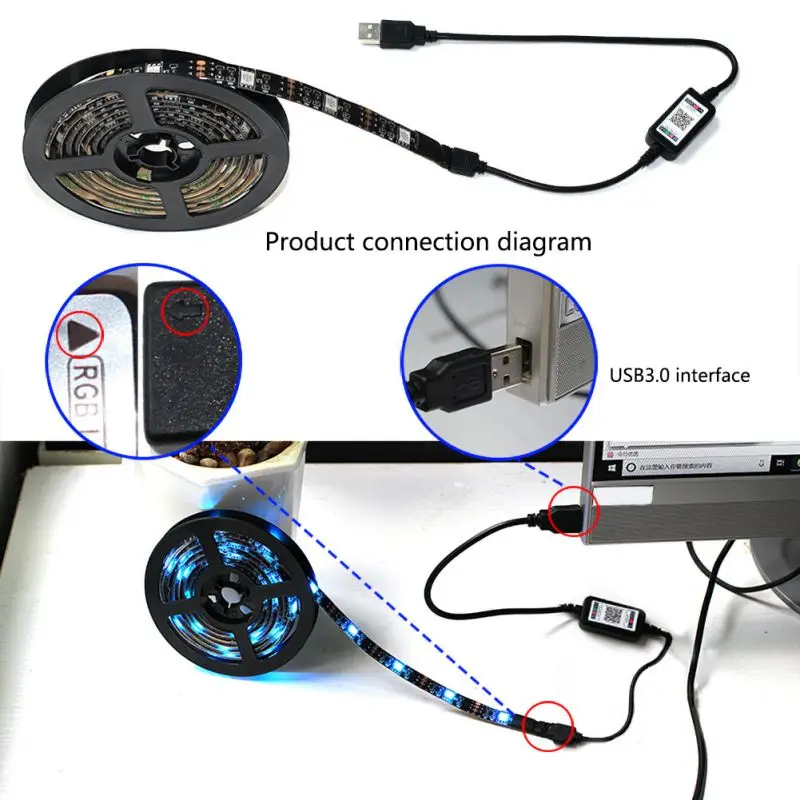 

hwBluetooth LED Strip Lamps Neon Smart-Phone Controlled Specific USB Band Light For Phone Decoration