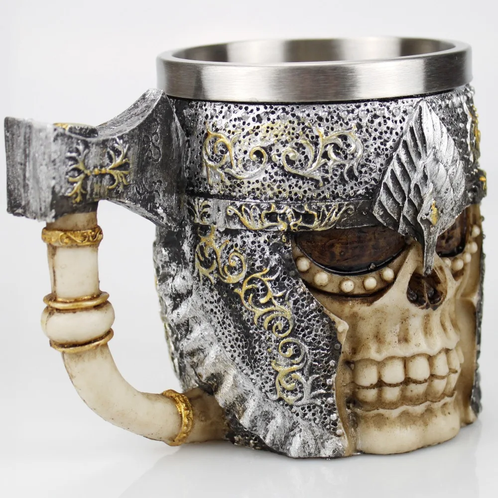 Viking череп кружка с двойными стенками Нержавеющая сталь Материал в готическом