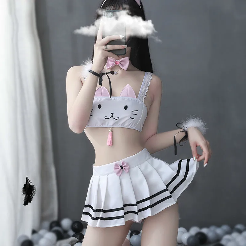 Милая Одежда для девочек kawaii комплект нижнего белья школьная форма сексуальное