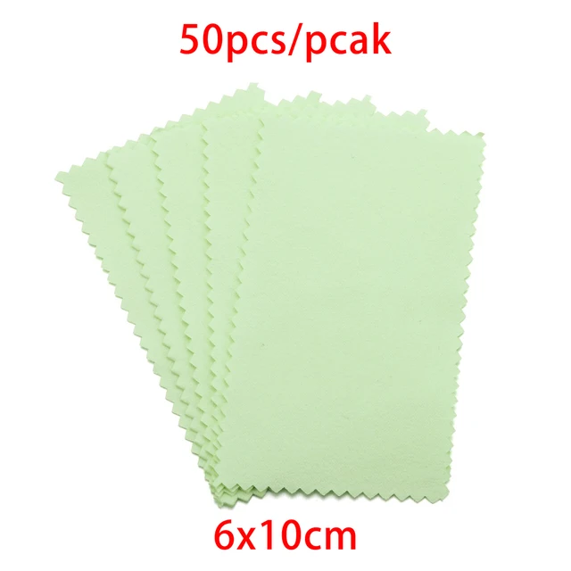 10-50pcs Polish Polishing Cloth Silver Color Cleaning  Polishing Cloth Soft Clean Wipe Wiping Cloth For Silver Gold Jewelry Tool Green 6x10cm 50Pcs