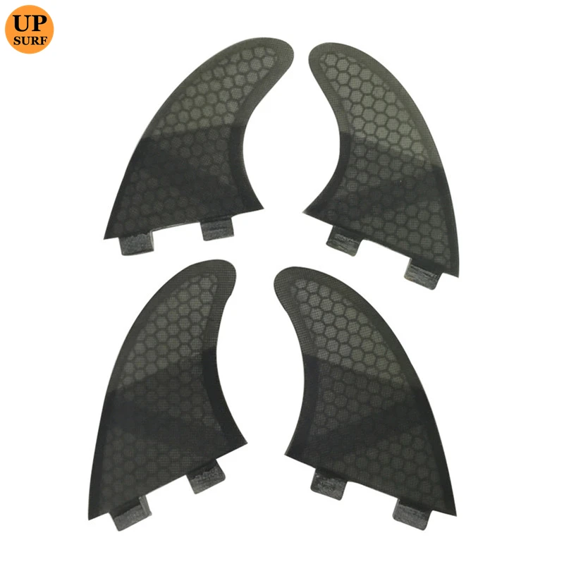 Surf Double Tabs Fins UK2.1 Honeycomb Fibre grey Colors Surfboard Fin 4 Pieces in Per Set Quilhas pranchas de Upsurf Water Sport single tabs m gl fins quad fins honeycomb fiberglass surfboard fin 4 in per set 4 colors