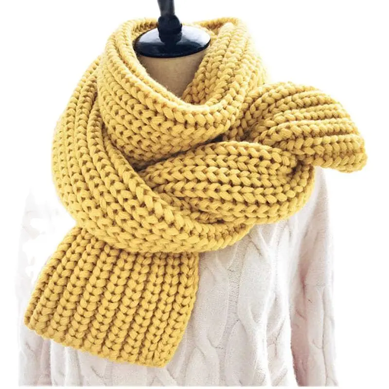 2020 Fashion Women Knitted Scarf Winter Warm Thick Long Handmade Wool Scarves Korean Sweet Solid Color Soft Scarfs Mujer Femme |