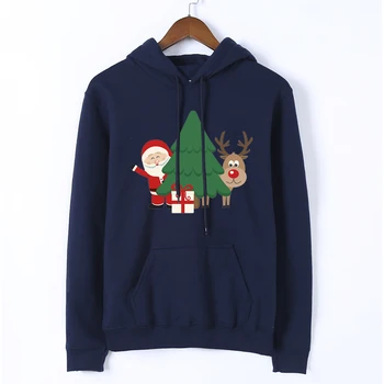 

Merry Christmas Women Hoodies Funny Hoodie Spring Autumn Female Santa And Rudolph Streetweat Hoody Tracksuit Hooded Sportswear