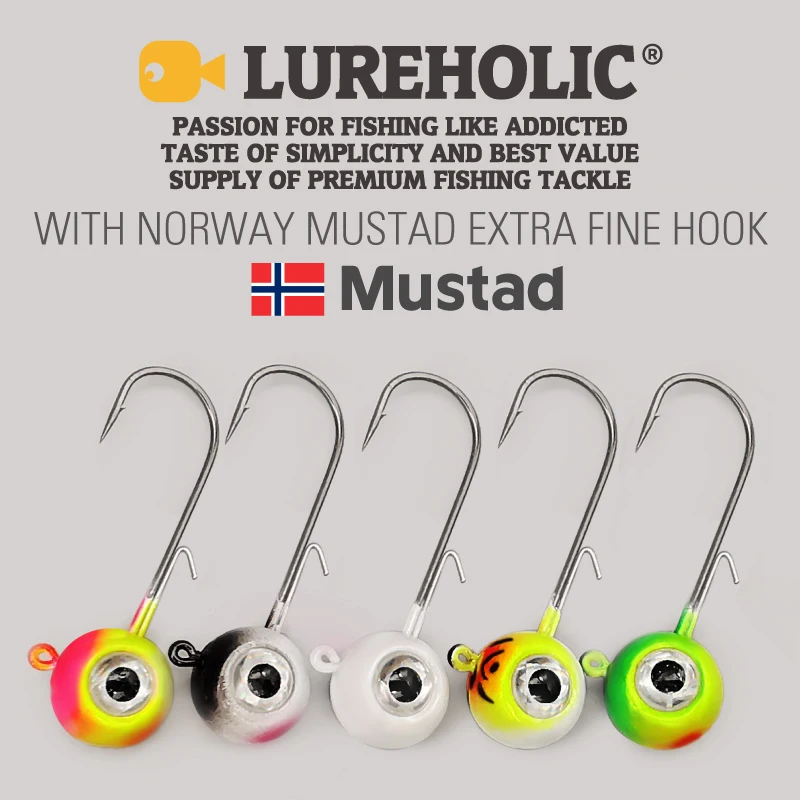 LUREHOLIC 1.8g~10g Big Eyes Jig Head with Mustad Hook Soft Lure