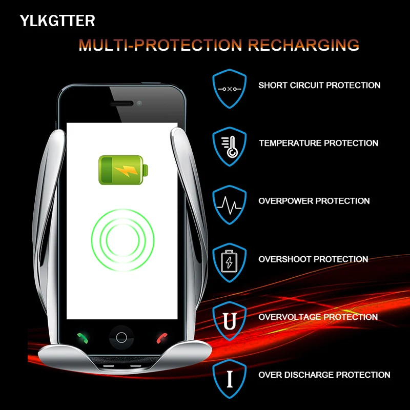 YLKGTTER Автоматическая Индукционная зарядная станция для телефона для iPhone XR 8 Plus xiaomi mi note 10 mi 9 автомобильное зарядное устройство держатель QI соглашение