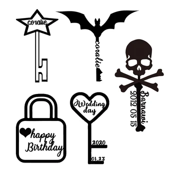 

Custom Made Star Skull Key Lock Name Date Keychain Fashion Creative Cool Number Ones Personality Memorial Day Gift For Men Women