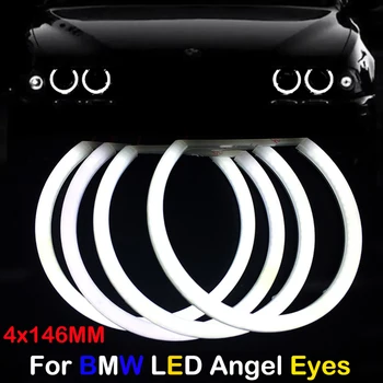 

Car-styling 4x146mm Dual Color White & yellow Halo Cotton Light car smd LED Angel eyes for BMW E46 non Projector Auto Lighting