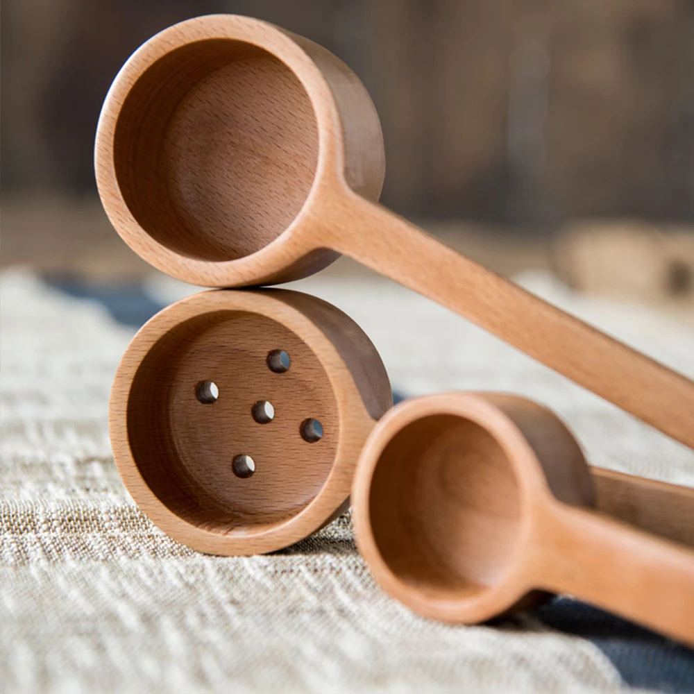 Long Handle Wooden Seasoning Spoon Anti-scald Colander For Kitchen Restaurant Tableware